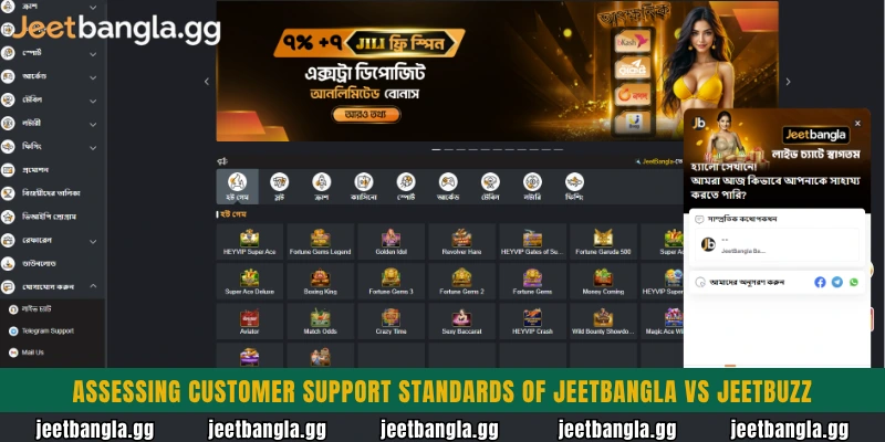 Assessing customer support standards of Jeetbangla vs Jeetbuzz