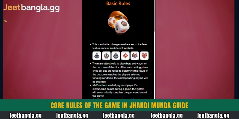 Core rules of the game in Jhandi Munda Guide
