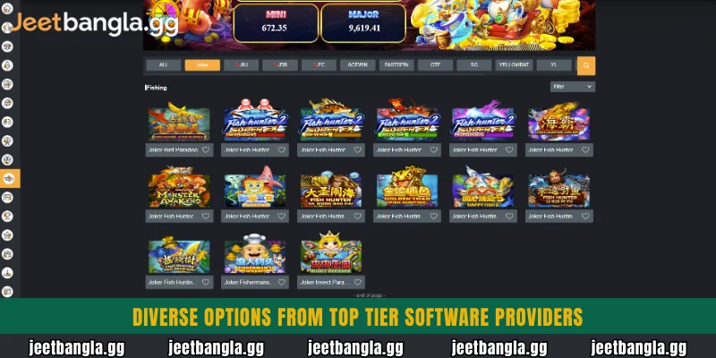 Play Jeetbangla Fishing with 11 top providers and 150 games 3 Diverse options from top tier software providers