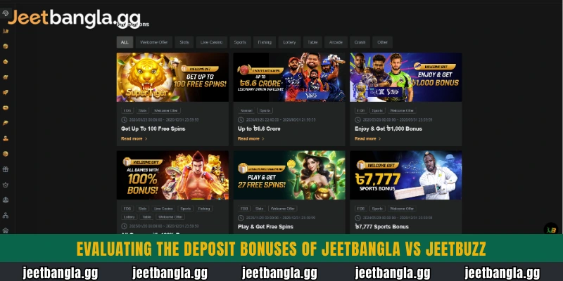 Evaluating the deposit bonuses of Jeetbangla vs Jeetbuzz